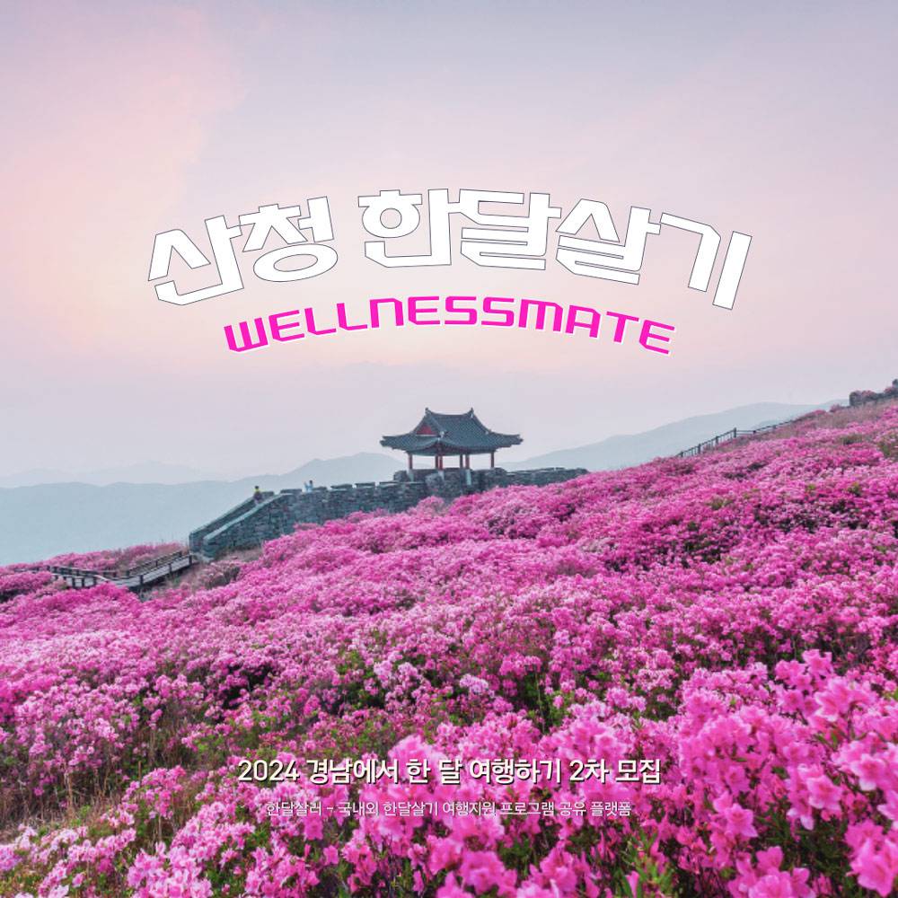 (선착순) wellnessmate, 산청 한달여행하기 2차 수시모집 (경남 한달살기)-썸네일-0
