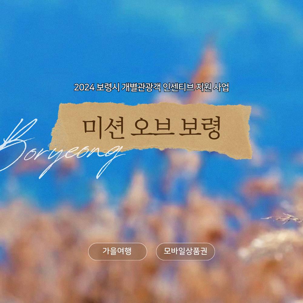 2024 보령 개별관광객 인센티브 여행지원 (미션 오브 보령, 선착순, 기간연장)-썸네일-0