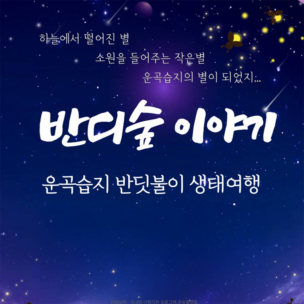 고창 운곡습지 반딧불이 생태여행 참가자 모집, 반디숲 이야기 - 당일/1박 2일 (6월 선착순)-썸네일-0