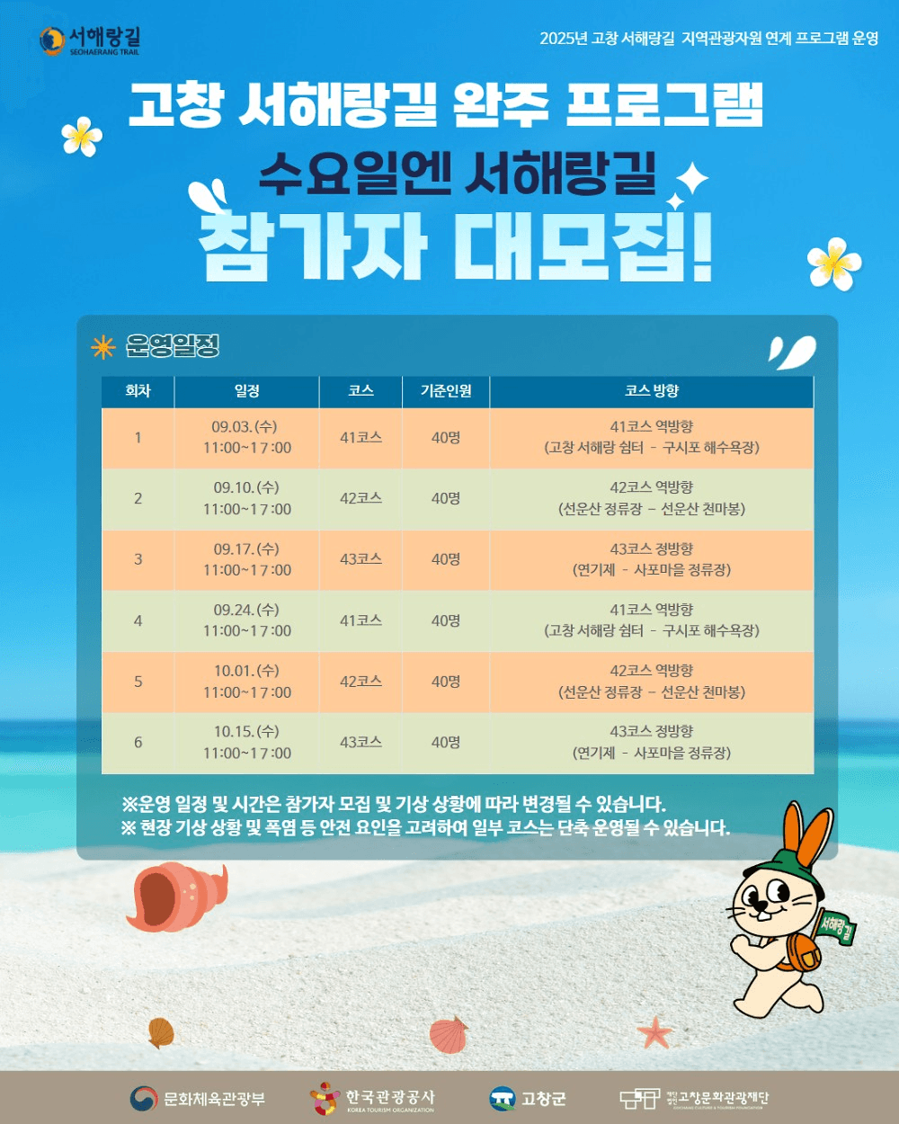 2025 고창 서해랑길 완주 프로그램 - 수요일엔 서해랑길 (선착순)