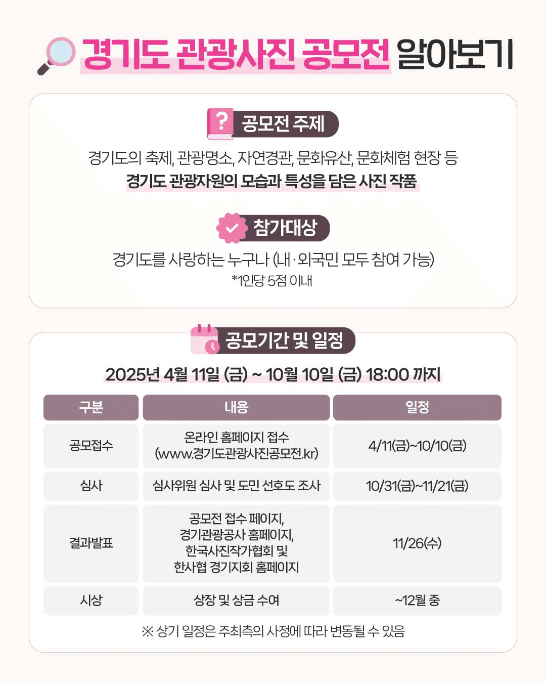 2025 경기도 관광사진 공모전