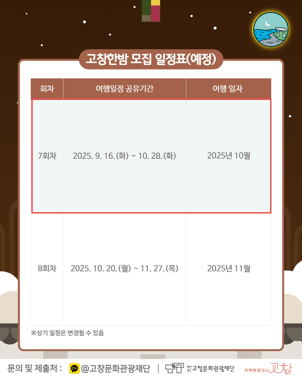 고창 여행지원금 '고창한밤' 10월 (선착순)