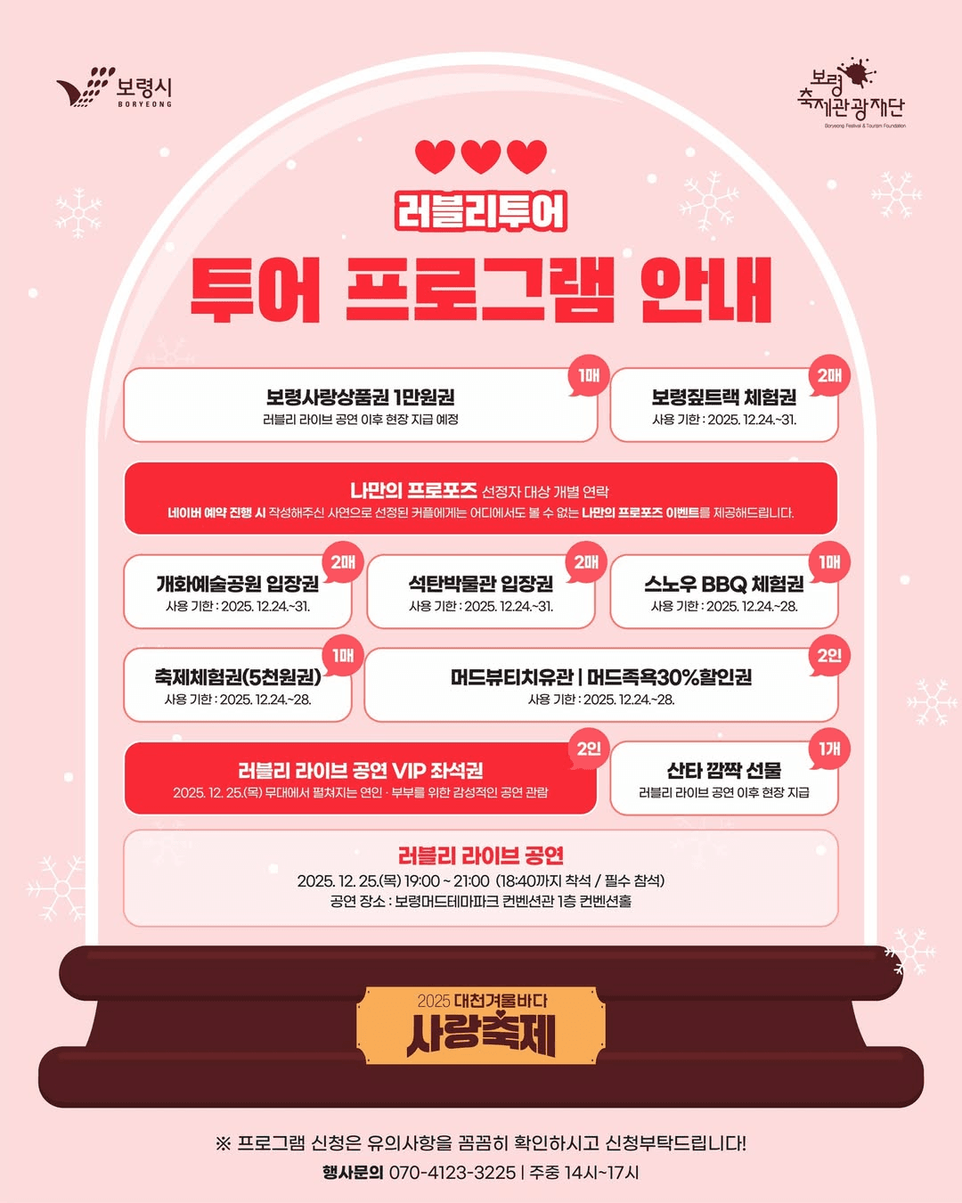 2025 보령 대천겨울바다 사랑축제 러블리 투어 (선착순 - 조기 모집종료)