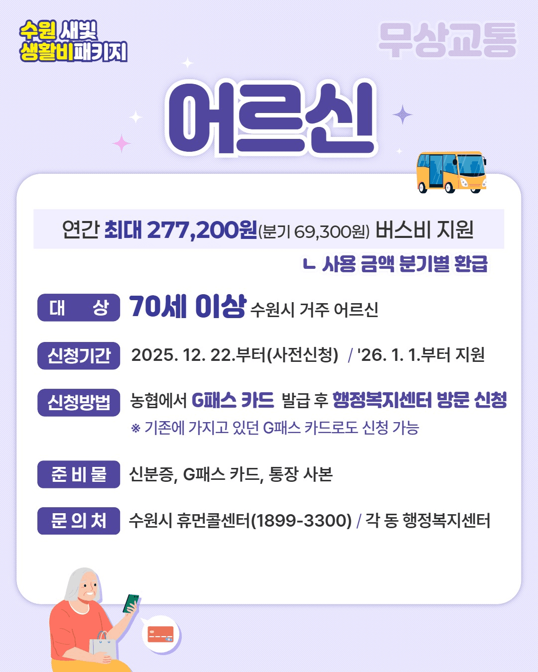 수원 무상교통 버스비 지원