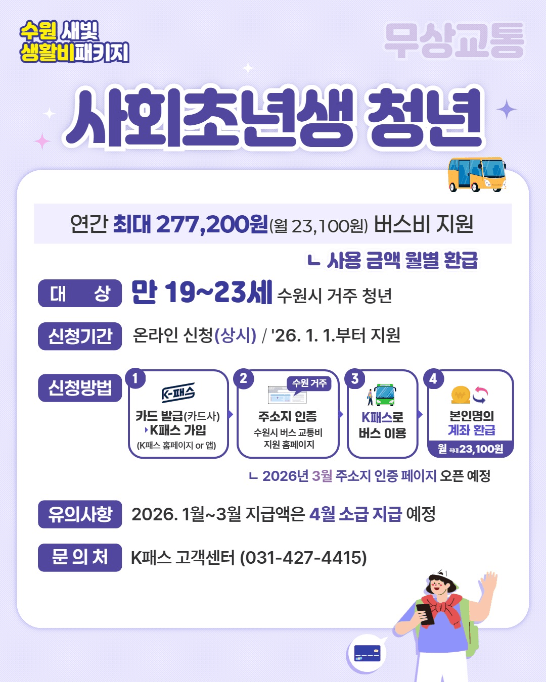 수원 무상교통 버스비 지원