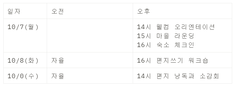 아산 도고 2박3일 취향살이 편지편 3기 <세상에 남기는 편지>
