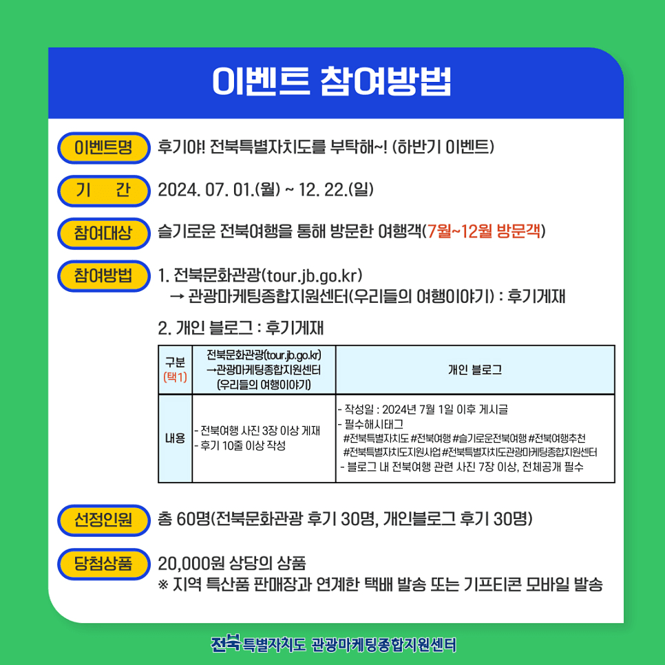 2024 슬기로운 전북여행 하반기 후기 이벤트