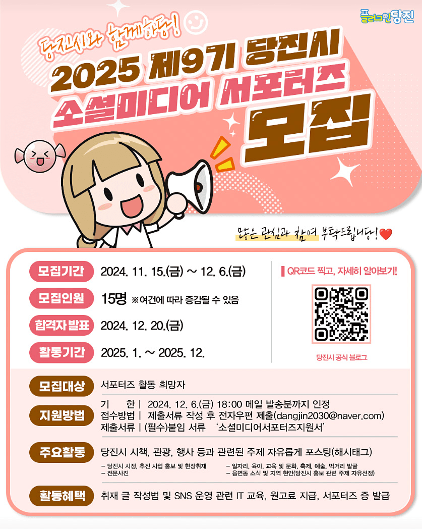 2025 당진 소셜미디어 서포터즈 9기 모집