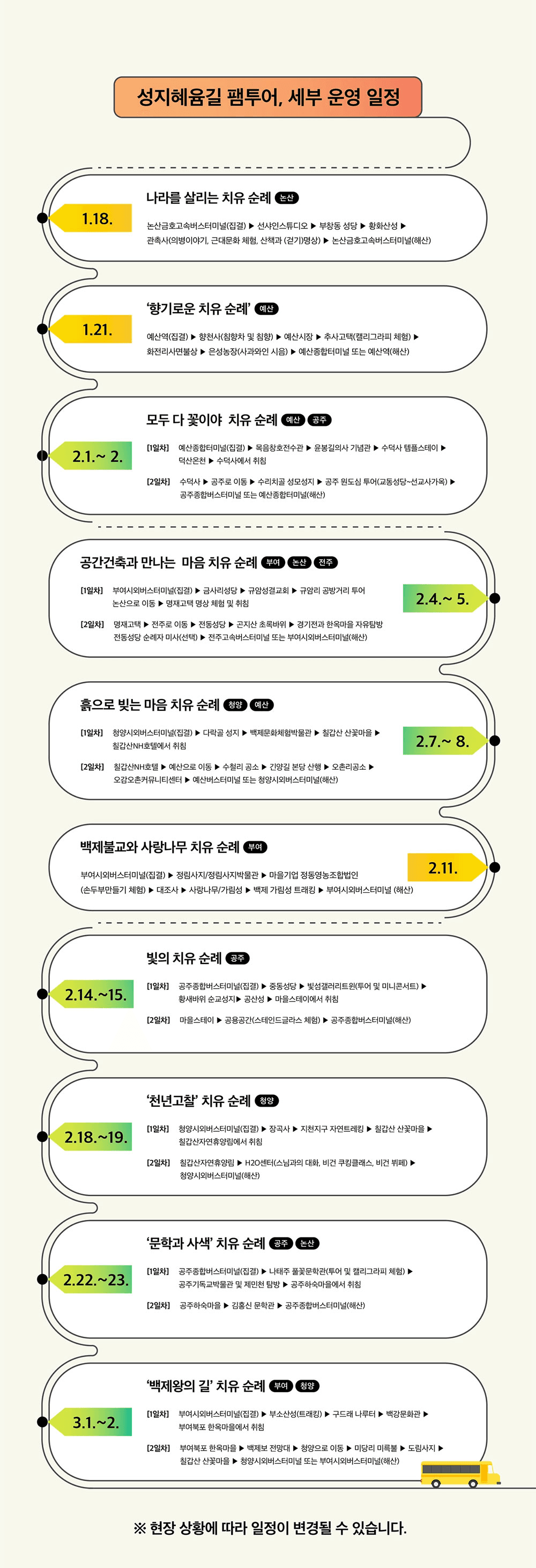 (선착순-조기모집종료되었습니다) 충남 치유특화 순례길 성지혜윰길 당일치기~1박2일 팸투어