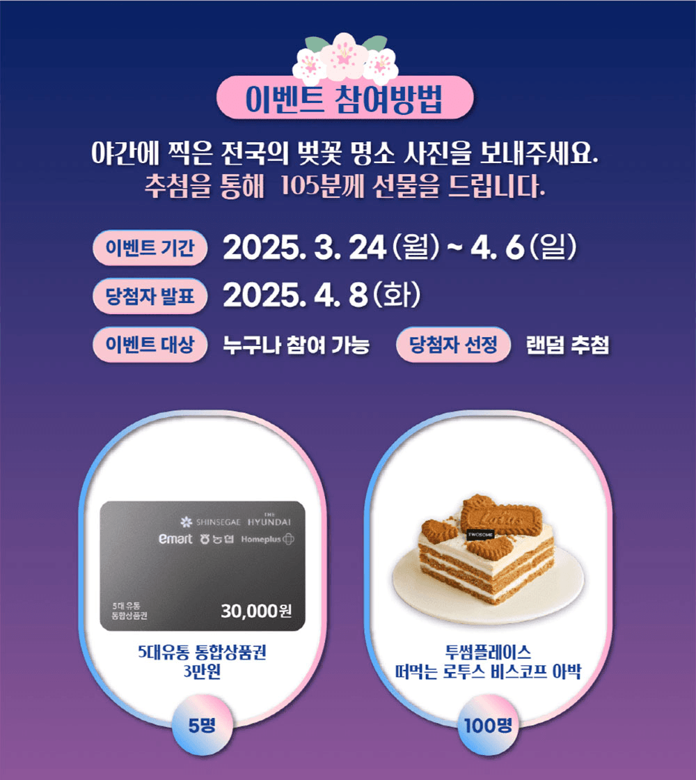 월간 밤밤곡곡 3월 - 벚꽃 사진 이벤트  참여하고 선물받기!