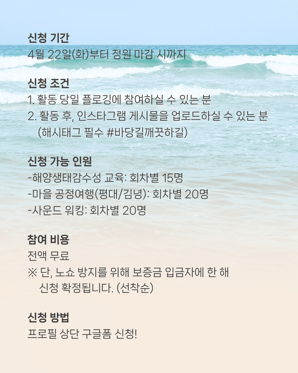 제주 플로깅 참여하고 해양관광 체험하자! (5월은 바다가는 달, 선착순)