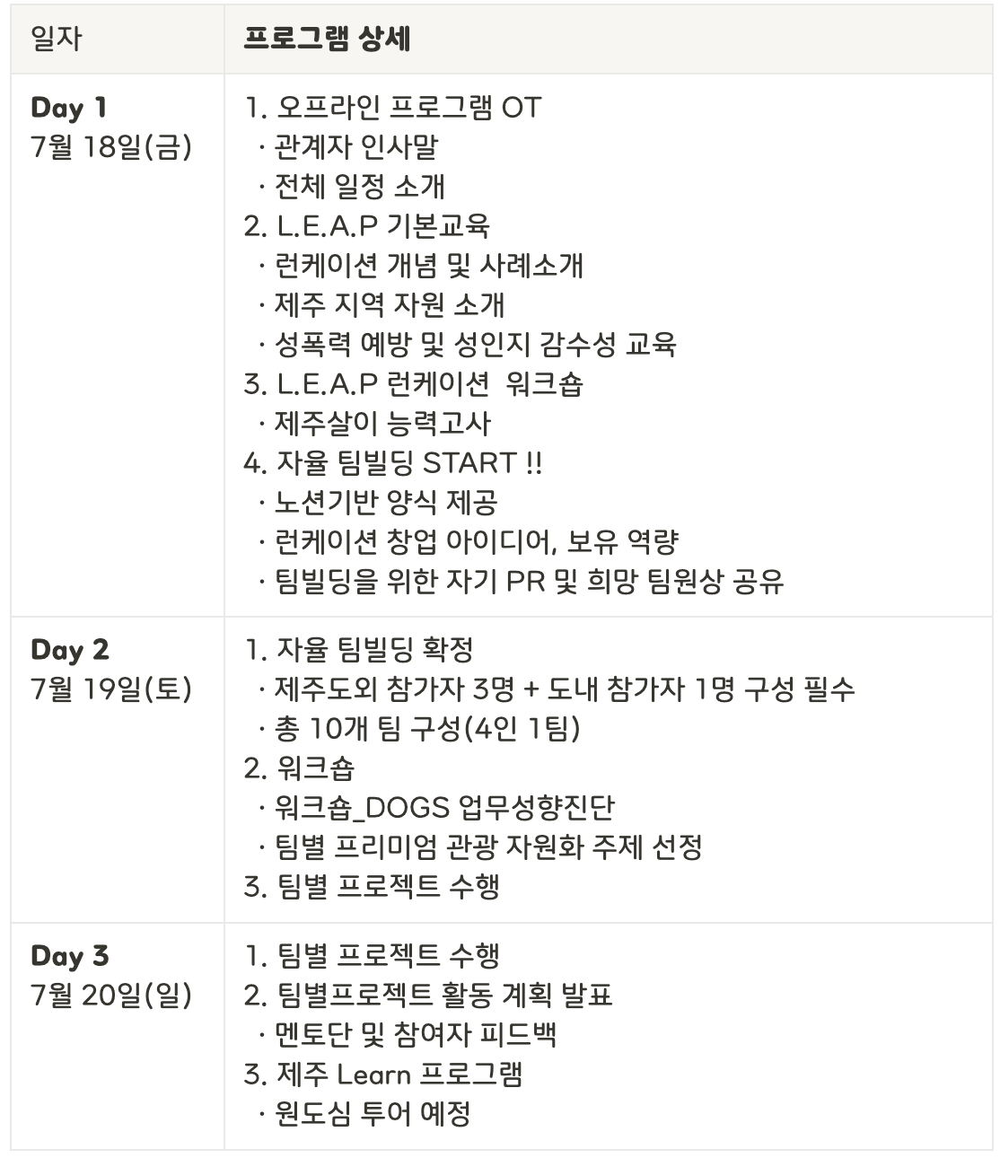 제주 런케이션 L.E.A.P