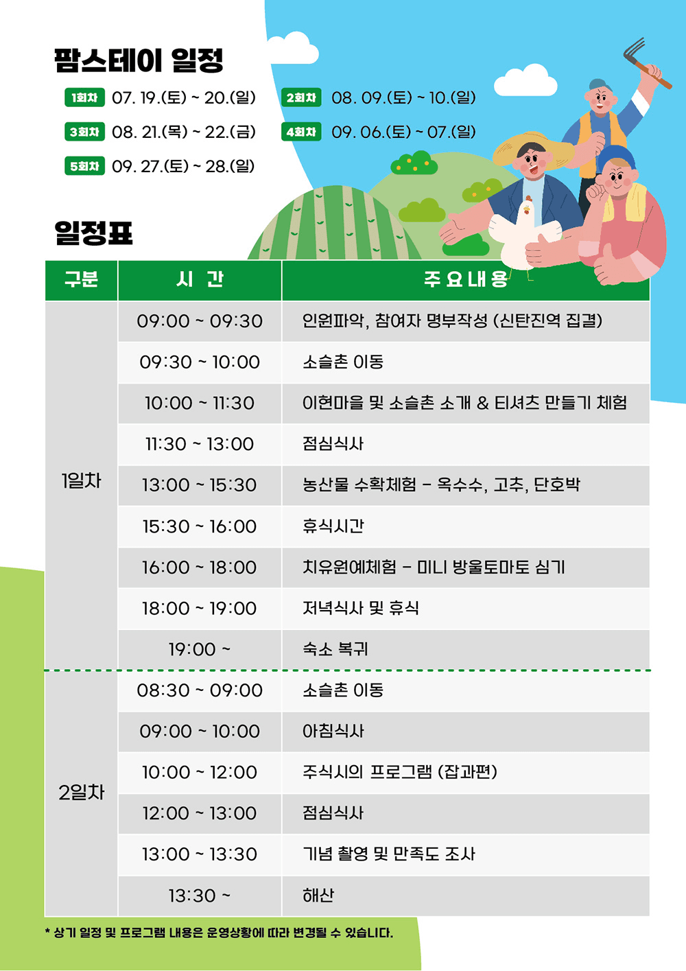 2025 대전 체류형 농촌관광 체험 및 팜스테이 (선착순 - 조기 모집종료)