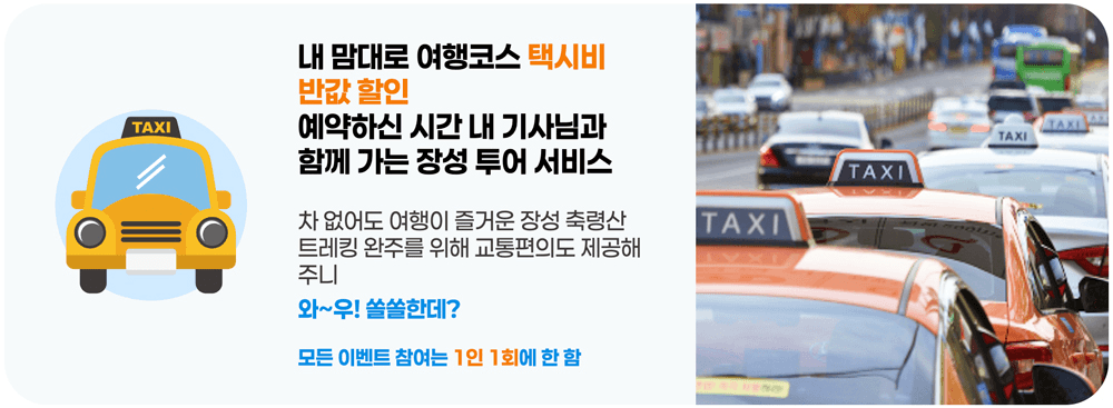 장성 택시투어 반값 서비스 (선착순)