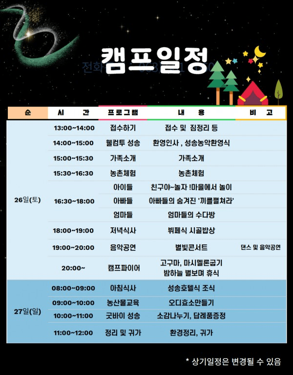 고창 성송별밤캠프, 별이 빛나는 성송에서 1박2일