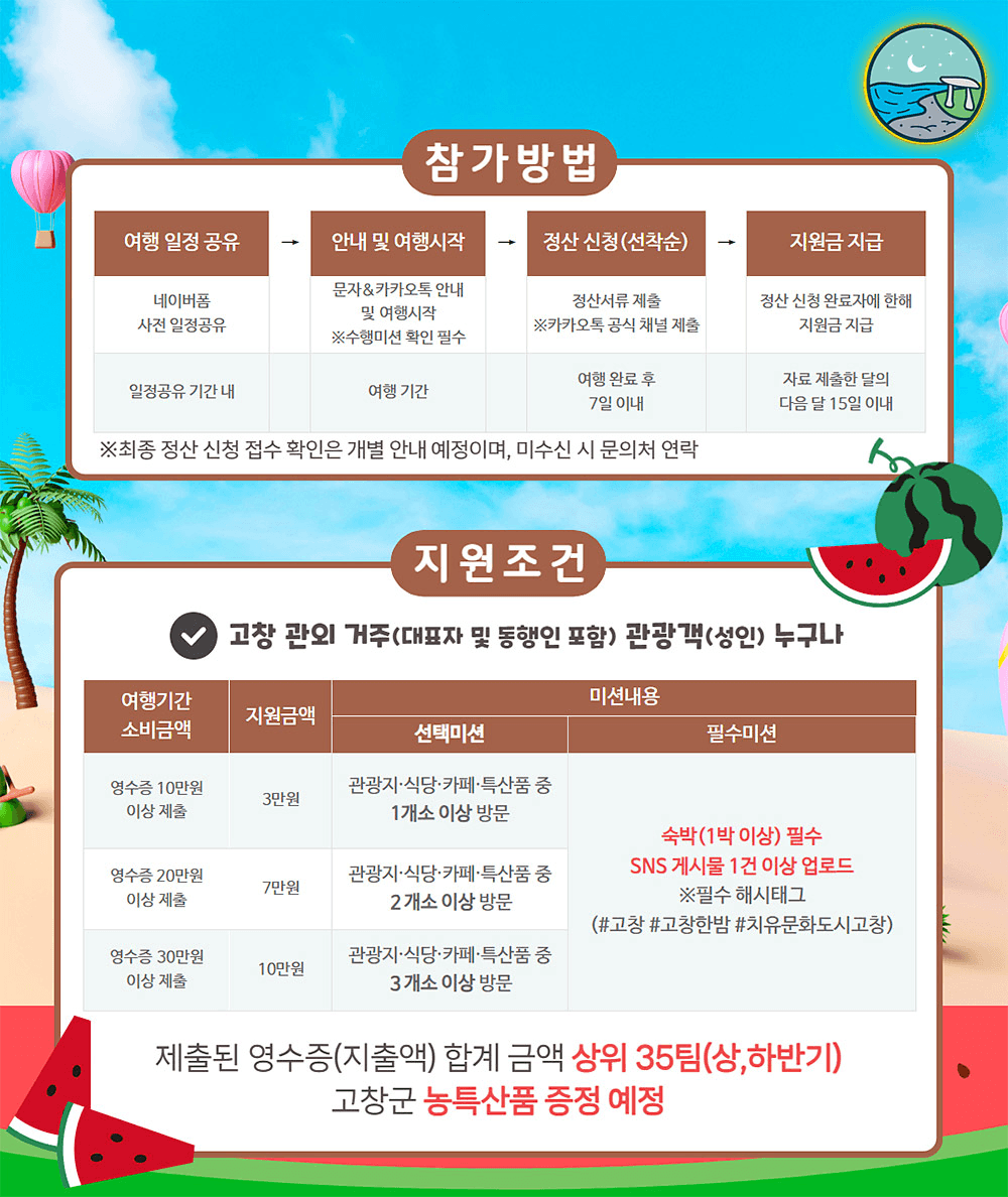 고창 여행경비지원 '고창한밤' 8월 여행자 모집 (선착순)