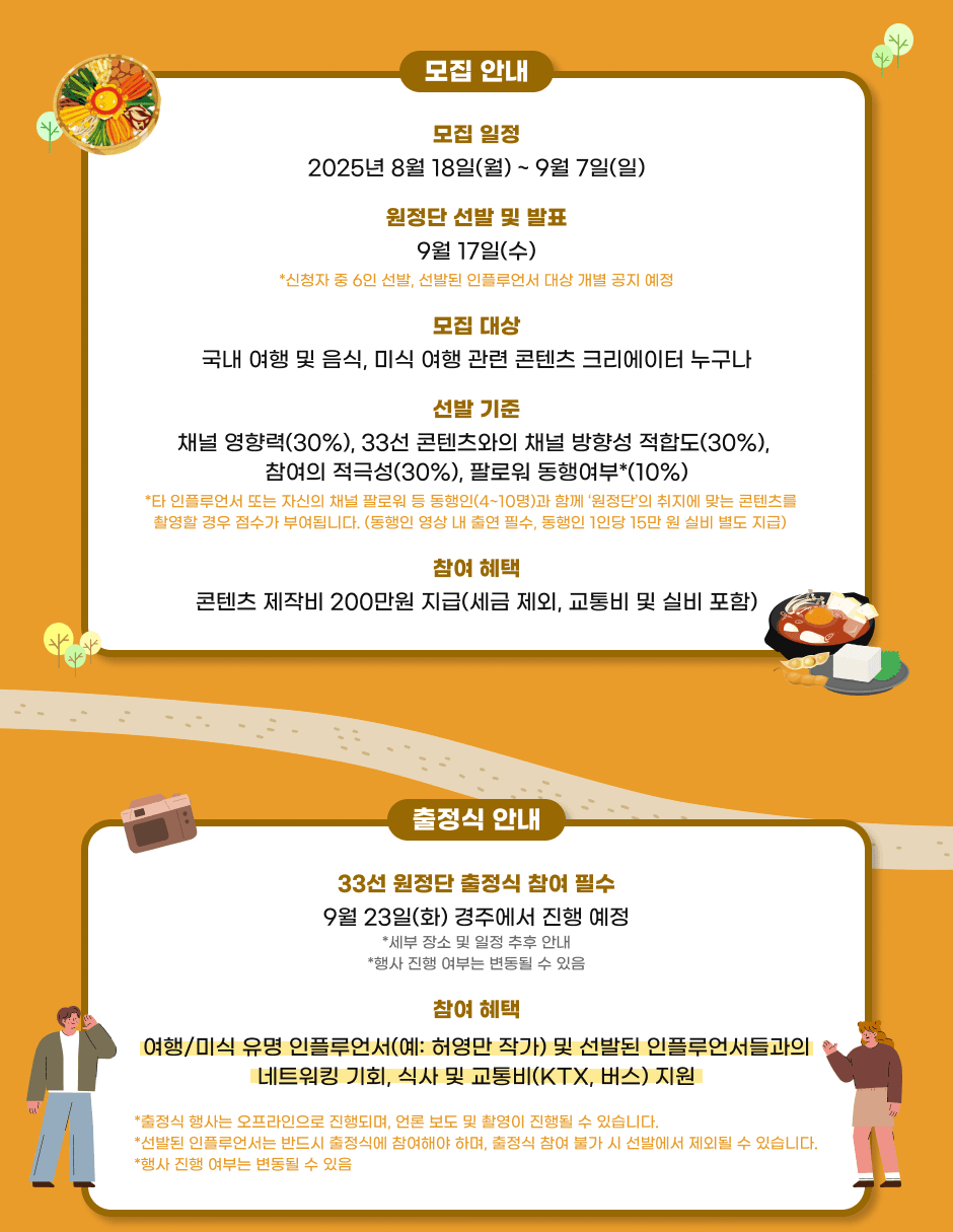 K-로컬 미식여행 33선 인플루언서 원정단