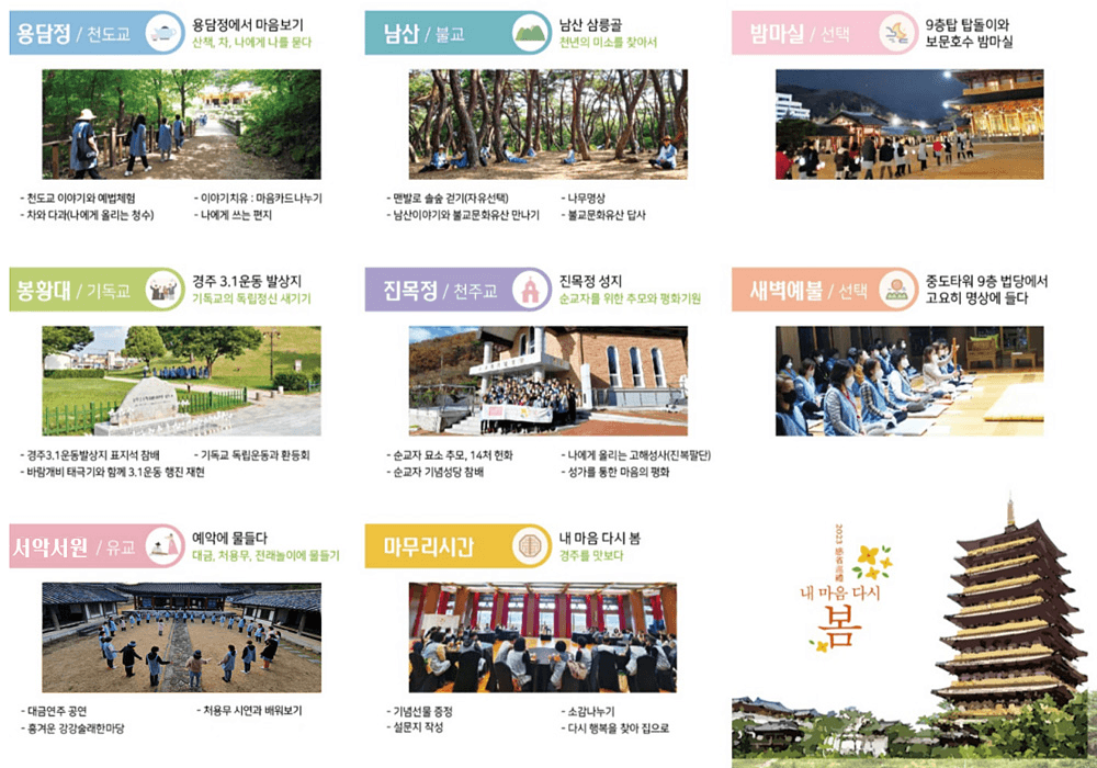 (선착순-조기 모집종료되었습니다) 경주 종교문화여행 치유순례 프로그램 '내 마음 다시 봄'