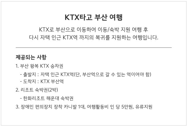 장애인 가족 친구가 함께하는 초록여행, 3월 패키지 모집