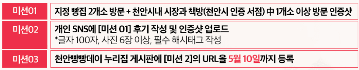 빵 좋아해요? 천안 빵지순례단 모집 (추첨제)