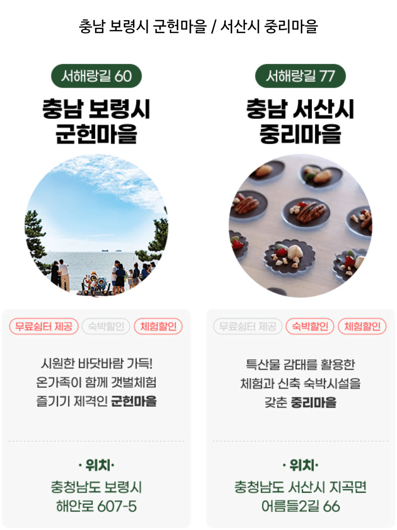 바다를 품은 코리아둘레길 어촌마을 - 숙박비, 체험비 30% 할인