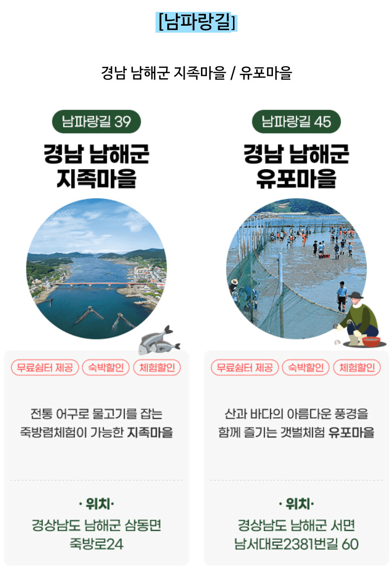 바다를 품은 코리아둘레길 어촌마을 - 숙박비, 체험비 30% 할인