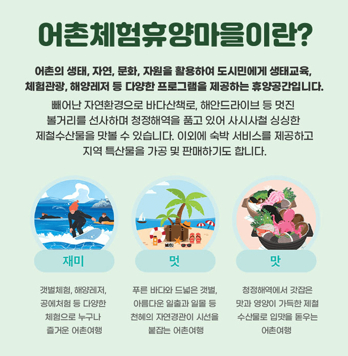 바다를 품은 코리아둘레길 어촌마을 - 숙박비, 체험비 30% 할인