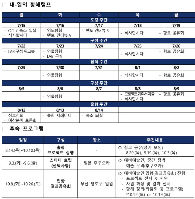 부산 영도에서 한달동안 머물며 예술실험을 도모하는 <예술선단 X 내-일의 항해캠프>