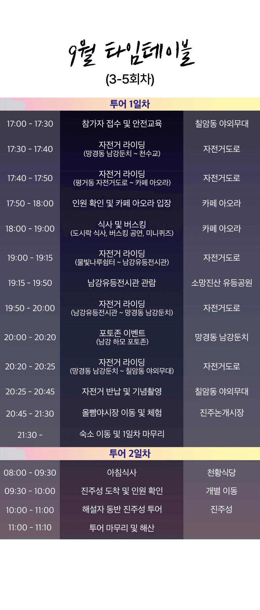 (🔥선착순-조기모집종료되었습니다.) 3만원으로 즐기는 진주 나이트 자슐랭 투어 : 야간 자전거 투어 + 미슐랭