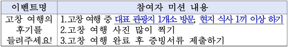 고창 여행후기를 들려주세요! - 여행하고 후기쓰고 선물받고 (농특산품 제공)