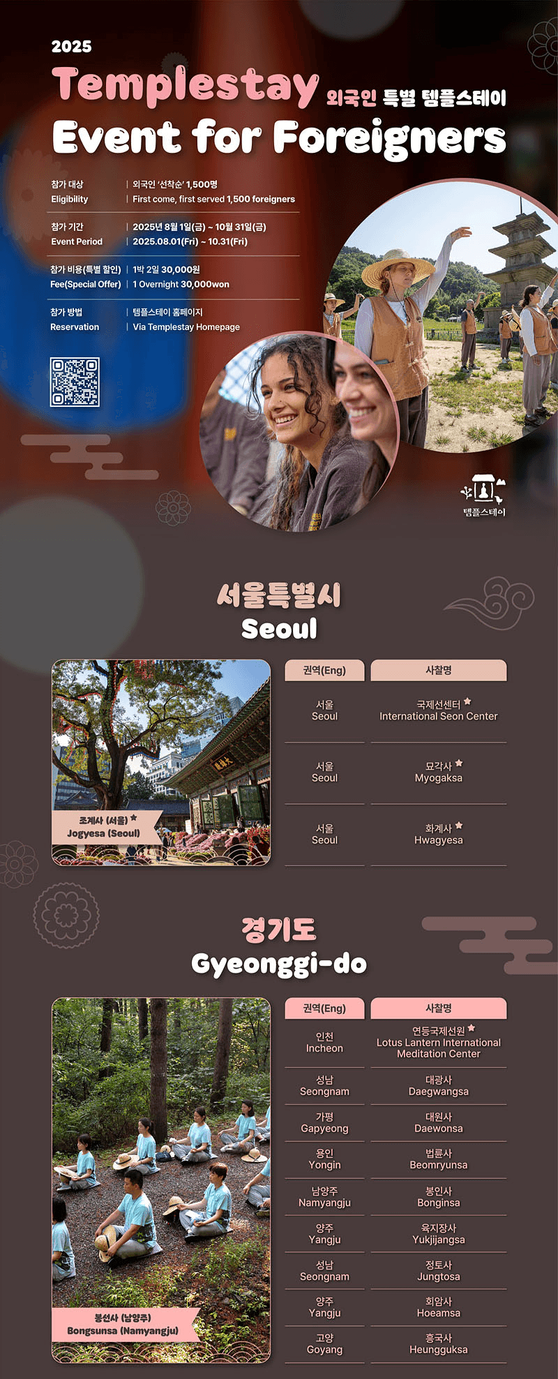 2025 Templestay Event for Foreigners (First come, first served) - 외국인 특별 템플스테이