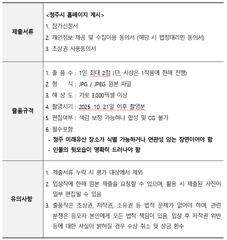 2025 청주 미래유산 뒷모습 사진 공모전