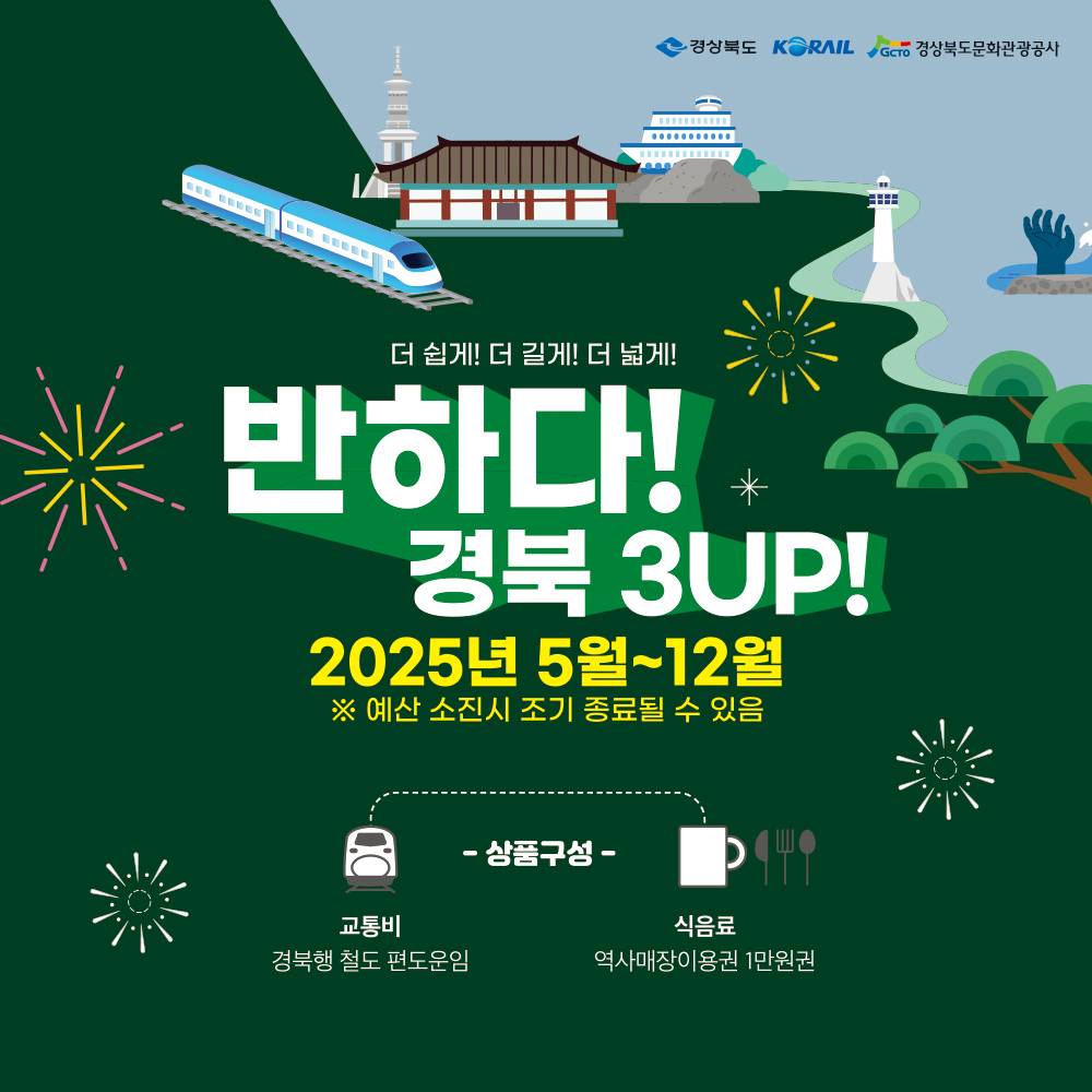 경북 기차여행 하고, 철도료·역사매장이용권 70% 페이백 받기! (조기 모집종료)-썸네일-0