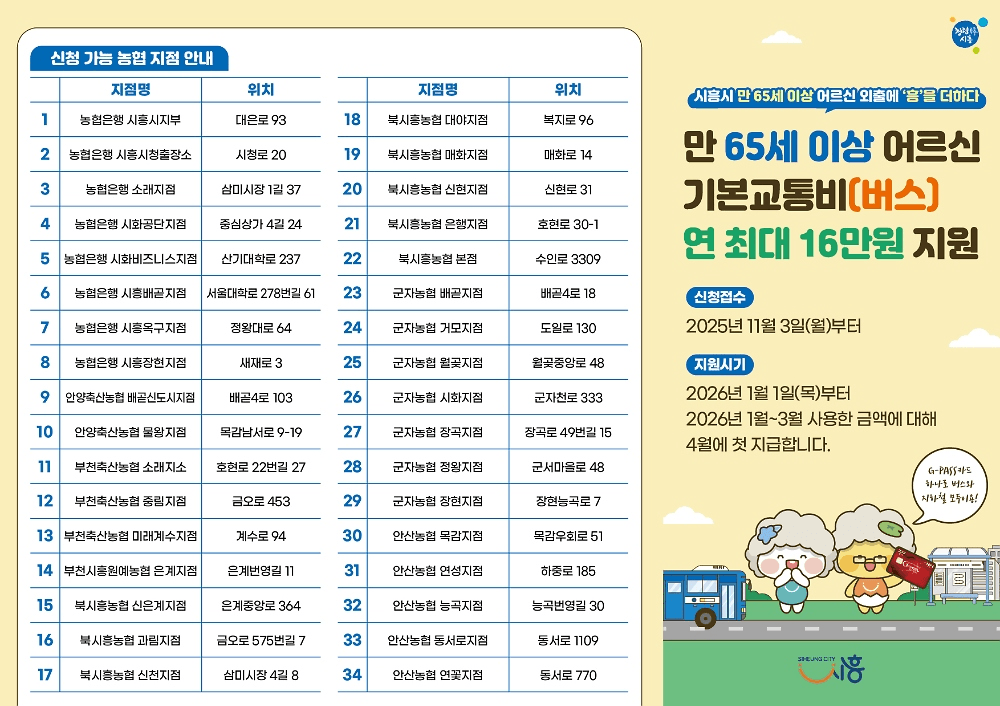 시흥시 어르신 기본 교통비 지원 (1분기)