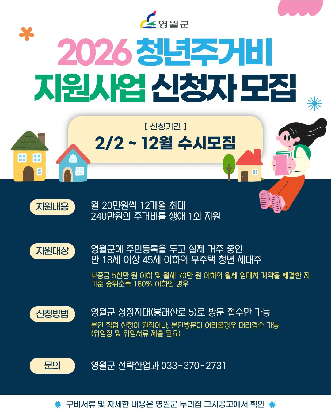 2026 영월 청년 주거비 지원금