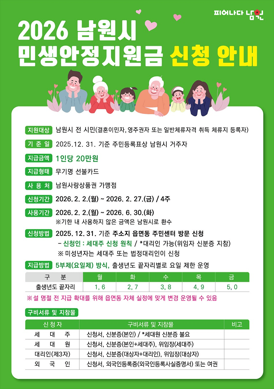 2026 전북 남원 민생안정금