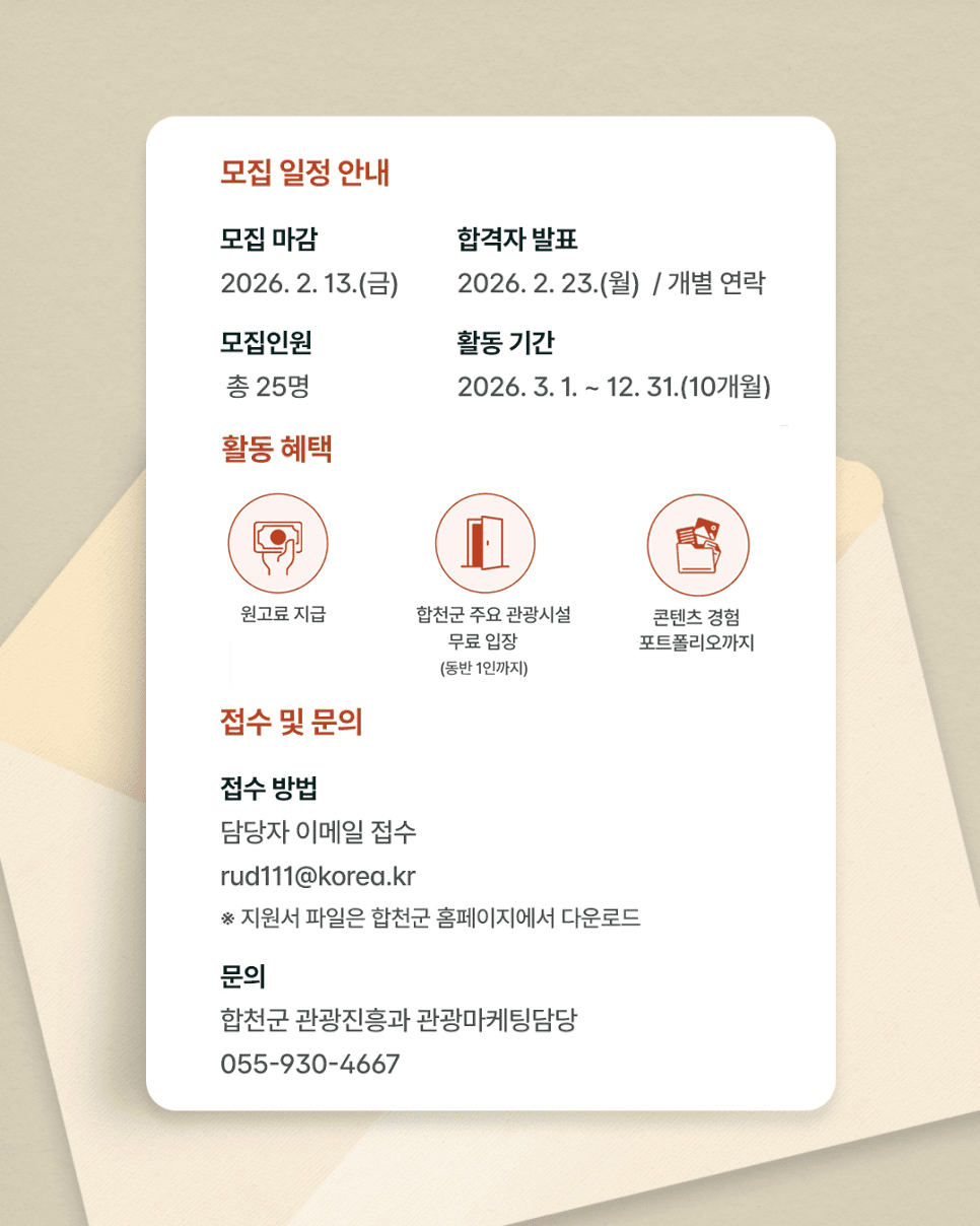 2026 합천 관광 SNS 서포터즈 모집