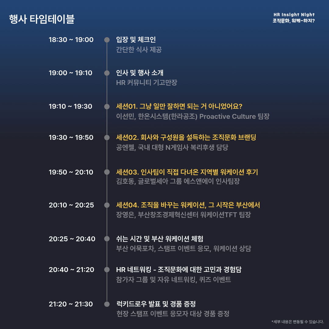 부산 HR Insight Night 조직문화, 워케-하지? (워케이션 사업설명회)