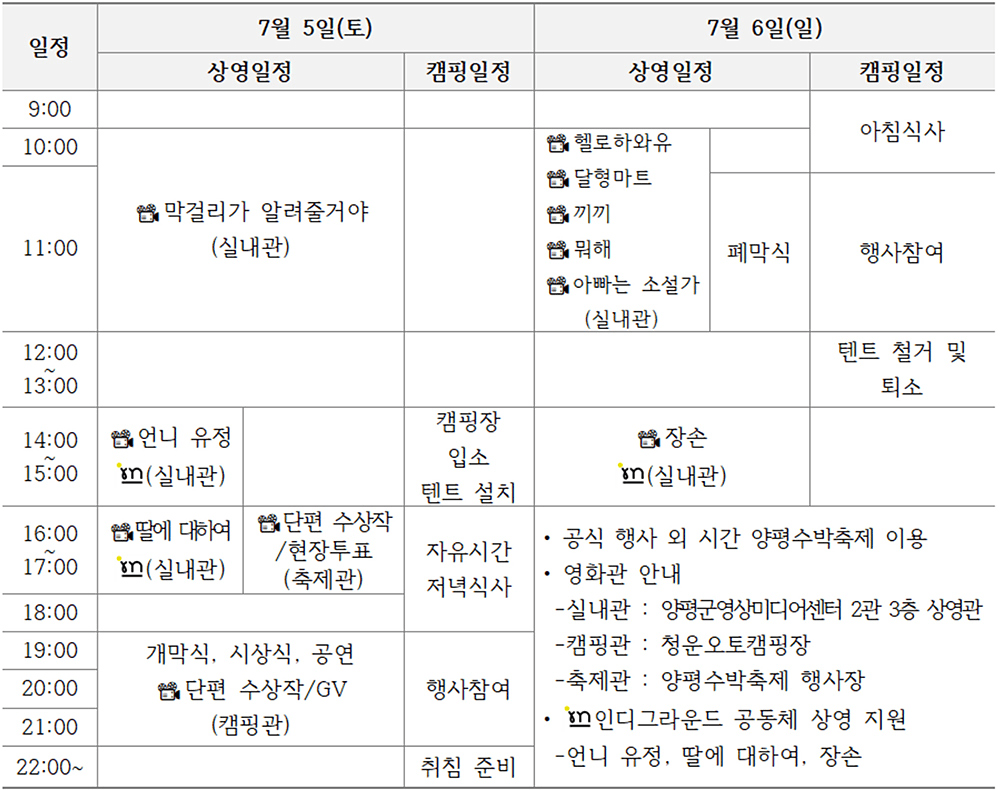 제1회 양평징검다리 영화제 1박2일 참여자 모집