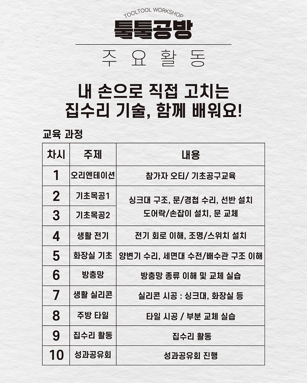 익산 지역살이 툴툴공방 : 집수리 학교 편 (지구장이마을)