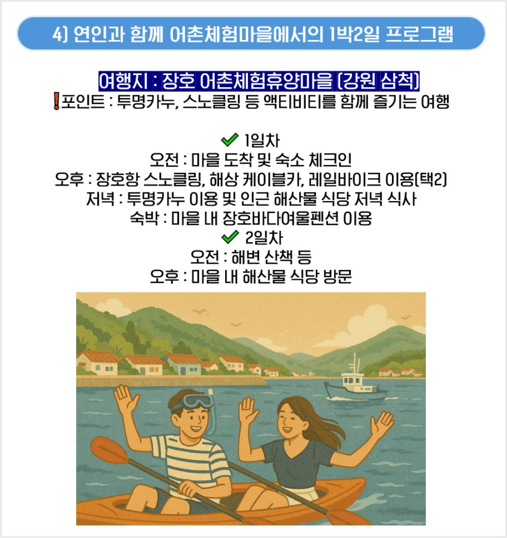 AI가 준비한 1박2일 바다여행 떠날 '어썸트립' 여행자 모집 (서산, 통영, 거제, 삼척, 인천)