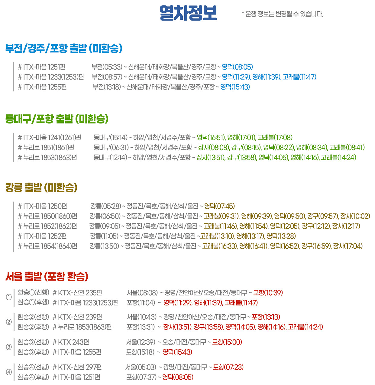 영덕 기차여행 승차권 50% 할인 이벤트 (영덕관광택시X코레일톡)