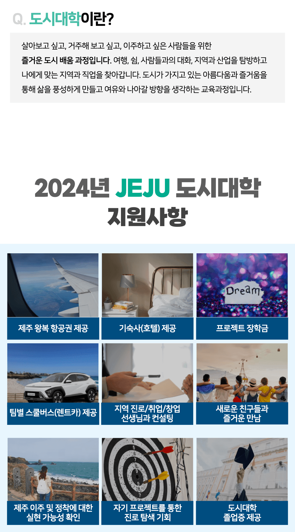 제주여행 항공권, 호텔, 장학금 지원받고 3주살기 - 2024 제주도시대학 Break year (갭이어)